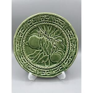 Bordallo Pinheiro GREEN Vintage 8”Fruit Salad Plate Made in Portugal Apple